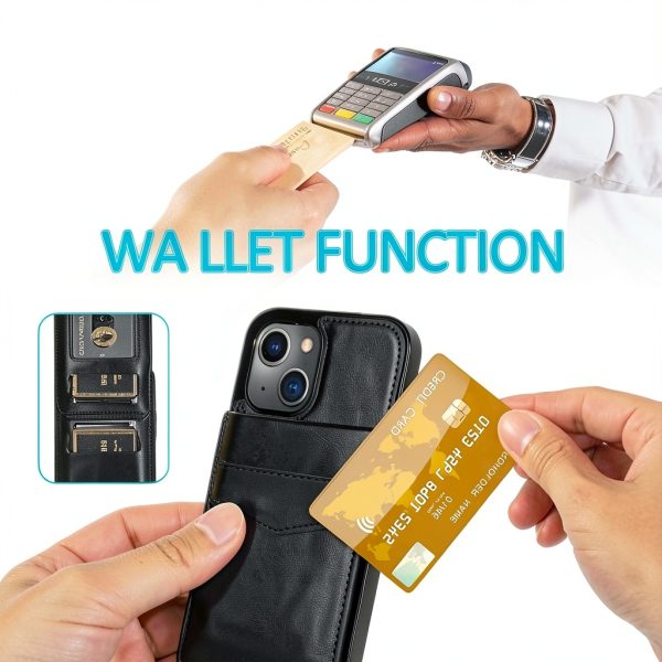 Entronix Leather Wallet Case iPhone 16E Protection Stand-5